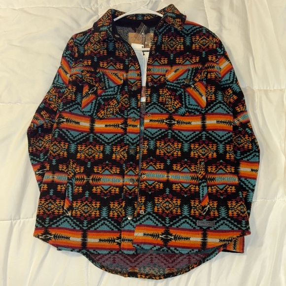 Jackets & Blazers - Powder River Outfitters Wool Aztec Jacquard Shirt Jacket